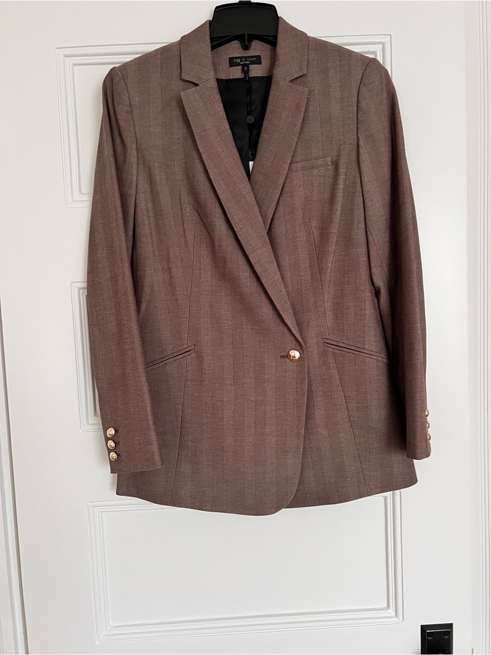 rag & bone Brown Pinstripe Single-Button Blazer